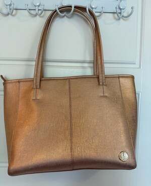 Vince Camuto Rose Gold Metallic Saffiano Tote Bag